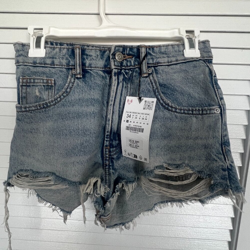 Brand New with Tags Zara Denim Jean Shorts Sz 2 / 34